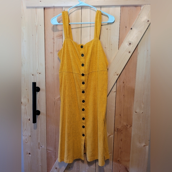 Madewell Texture & Thread Button Tank Yellow Dress - Picture 2 of 6